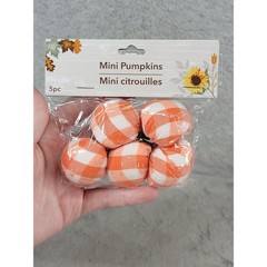 Greenbrier International Mini Pumpkins Fall Decor Gingham Flocked 15pc 3 Packs