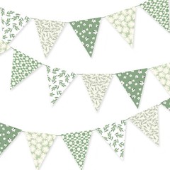 3pcs Sage Green Floral Triangle Bunting Banners Boho Greenery Pennant Flags f…
