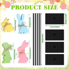 Cute Wooden Bunny Egg Rabbit Easter Standing Tabletop Decoration Block Sign
