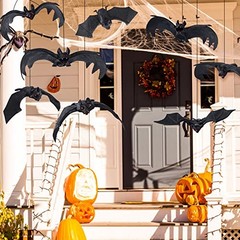 MGparty Halloween Hanging Bats 24 Pcs Realistic Scary Rubber Bats for