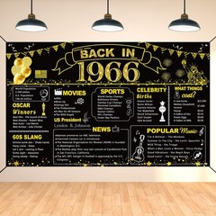60th Birthday Party Decorations – Vintage 1966 Banner & Backdrop for Men & Women