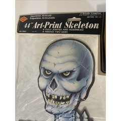 Beistle Jointed Skeleton Halloween Cardboard VTG Die Cut Art print 44″ New 1984