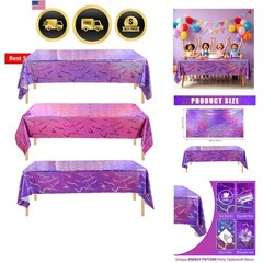 Party Tablecloth Demon Hunters Pink Purple Holographic Birthday Baby Shower