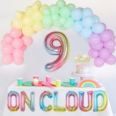 On Cloud 9 Decorations for Girls Pastel Rainbow Balloon Garland Arch Kit On C…
