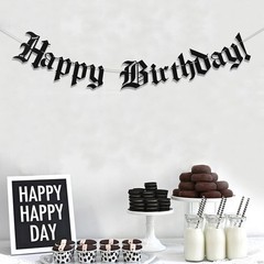 Gothic Letter Happy Birthday Banner – Old English Birthday Banner – Funeral B…