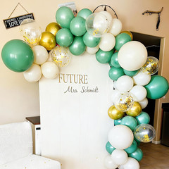 Sage Green Gold Balloons – 50 Pcs 12 Inch Olive Green Sand White Metallic Gold C