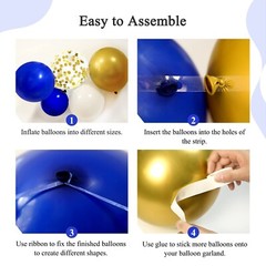 Royal Blue and Gold Balloons Arch Garland Kit, 18 12 10 5 inch Navy Blue Meta…