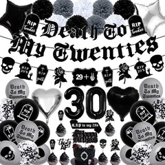 30th Birthday Decorations Pack, Death to My 20s Party Supplies Including Birthda
