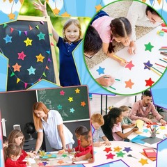 Confetti Star Paper Cutouts Assorted Colors Classroom Bulletin Board 120 PCS
