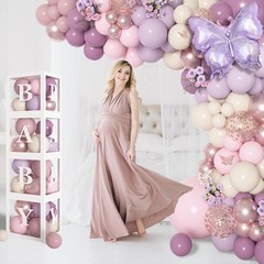 153Pcs Purple Baby Shower Decorations for Girl, Double-stuffed Pink Purple Ba…