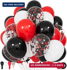 68PCS Red Black White Balloons Graduation Birthday Party Decor