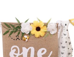 Bee Theme 1st Birthday High Chair Banner Multicolor Bee and Flower Pattern, …
