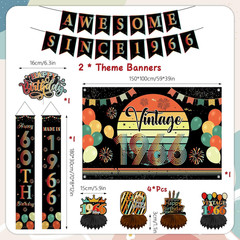 60Th Birthday Decorations Men Women – 10 Pcs Vintage Back in 1966 Backdrop Banne