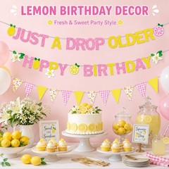 3PCS Lemon Party Decorations Lemonade Floral Happy Birthday Just A Drop Older…