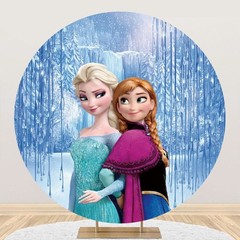 Round Panel Frozen Princesses Elsa Anna Backdrop Cover Birthday Photo Background