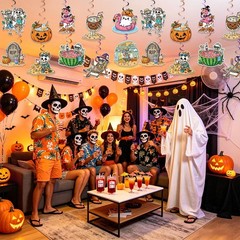 26 Pcs Summerween Party Decorations,Halloween in Summer Party Hanging Swirl C…