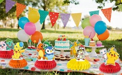 Pokemon 3D Double Side Pikachu Honeycomb Centerpieces Kids Birthday Party Decor