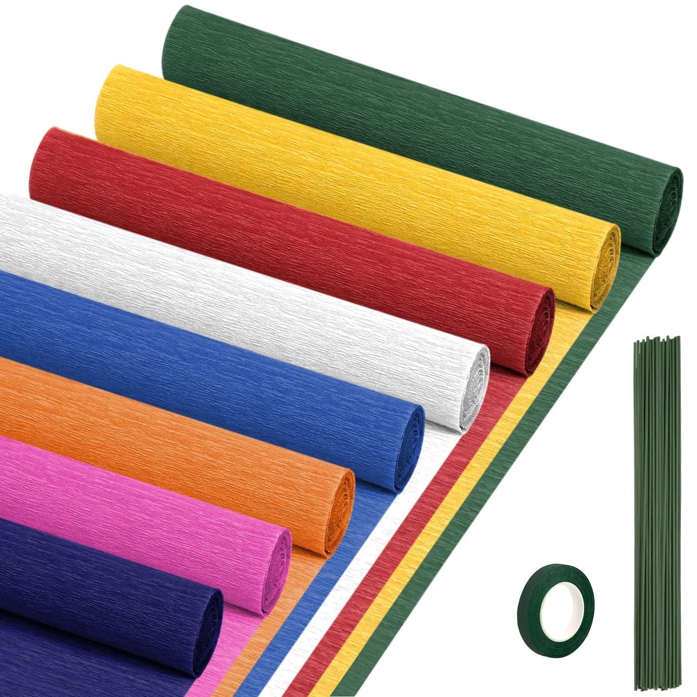 8 Rolls Crepe Paper Streamers 10×98 Inch 8 Memphis Colors DIY Wrapping