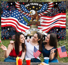 American 250 Years of Freedom Backdrop Banner for 1776-2026, 250th Anniversary F