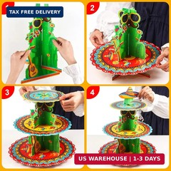 Fiesta Party Decorations – 3 Tier Mexican Birthday Party Cupcake Stand & Topper