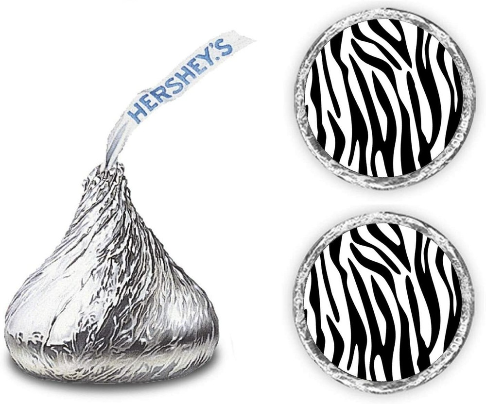 216 Zebra Print Kisses Stickers Labels, Zebra Kisses Stickers for Birthday Party