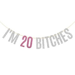 Glitter I’m 20 Bitches Banner Happy 20th Birthday Banner 20th Anniversary Girl’s