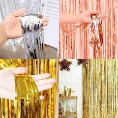 2M-3M FOIL FRINGE TINSEL BACKDROP CURTAIN DOOR WEDDING BIRTHDAY PARTY DECORATION