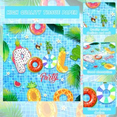 140PCS Summer Pool Party Decorations Set Swimming Beach Ball Themed Birthday, Tr