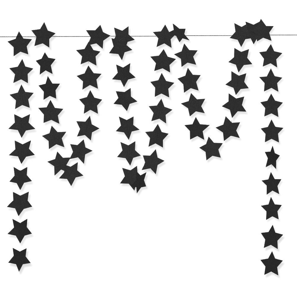 Glitter Black Star Hanging Garland – Twinkle Paper 2.8″ (7cm),
