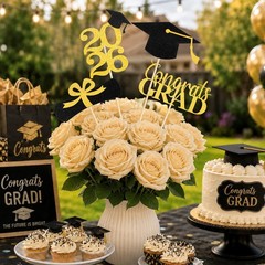 16 Pcs Graduation Decoration 2026 Centerpieces Sticks Gold Black Double Side