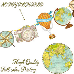 3Pcs Travel Theme Party Banners Let the Adventure Begin Decorations Vintage Bon