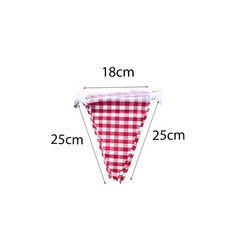 15 Meters 49ft Red and White Cotton Fabric Checkered Pennant Banner, Party De…