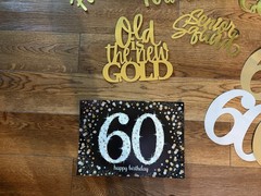 60th BIRTHDAY DECORATIONS – Black/Gold/Silver – 12 Pieces