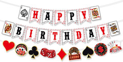 Casino Party Banner Set Colorful Poker Hanging Paper Decorations for Men Women