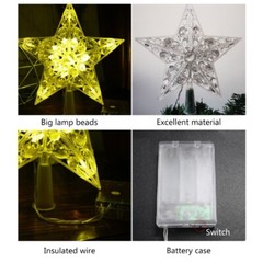 Nordic Christmas Tree Star with LED Light Battery Crystal Bead Treetop