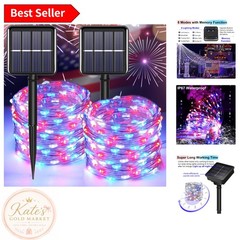 200 LED 66FT Solar Patriotic String Lights – 8 Modes, Waterproof for Outdoor Fun