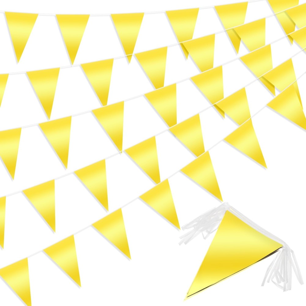 4-Pack 10m/32.8FT Triangle Pennant Banner Flag Metallic Fabric Bunting Party …