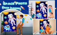 Galaxy Astronaut Face Photography Background,59.06»x39.37»Space Party Backdrop