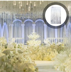 2 Packs Silver Multicolor Tinsel Foil Fringe Curtain Backdrop Engagement Bridal