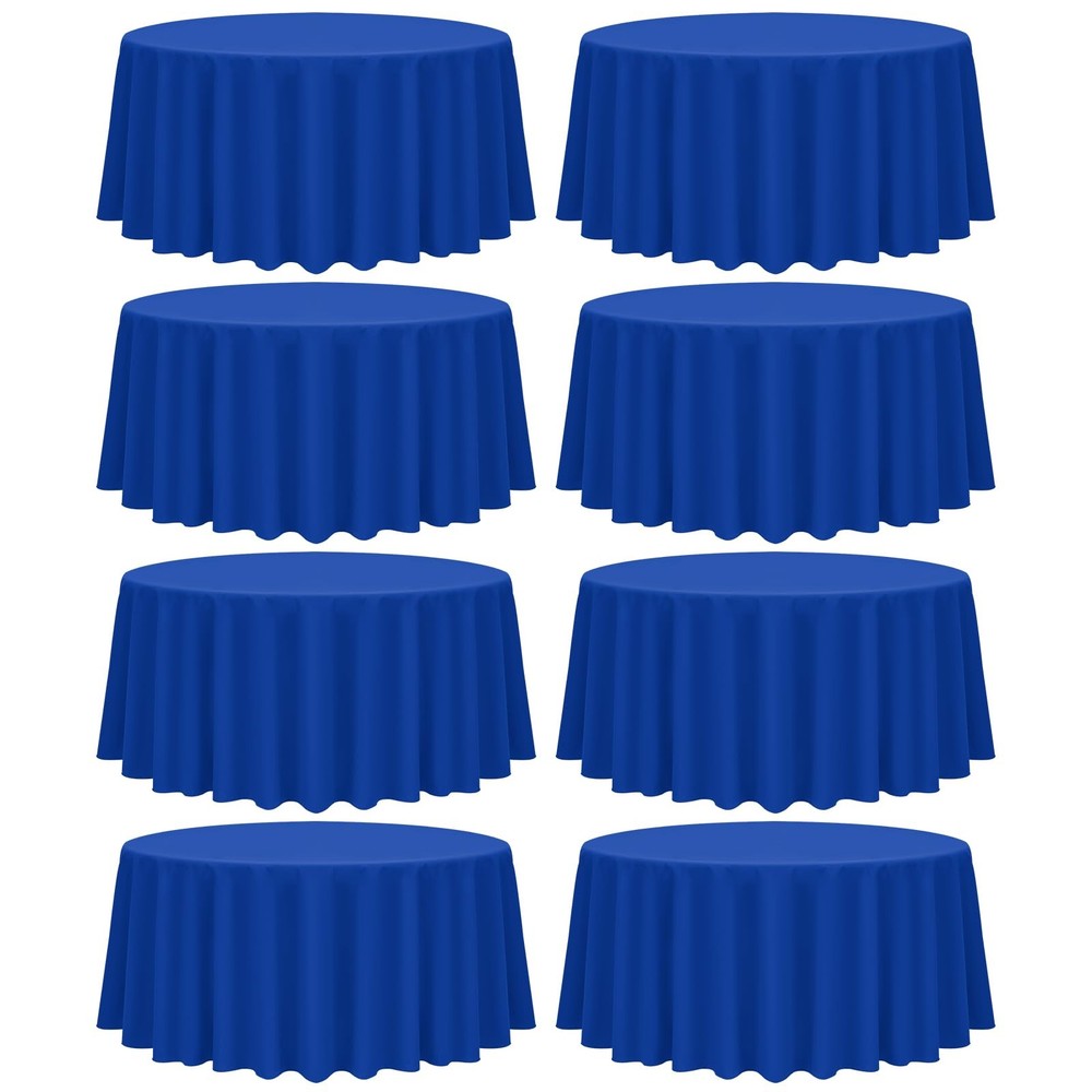 fani 8-Pack 90″ Round Tablecloth, Royal Blue Polyester Fabric Table Cloth