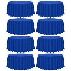 fani 8-Pack 90″ Round Tablecloth, Royal Blue Polyester Fabric Table Cloth