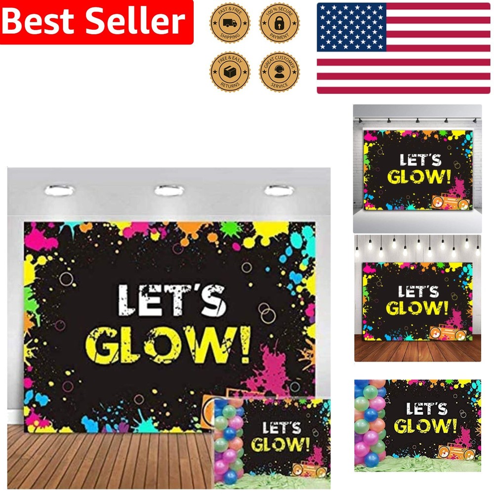 Vinyl Glow Splatter Photography Background 5x3ft Dark Party Teen Birthday Prop