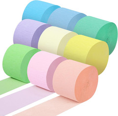 Pastel Crepe Paper Streamers, 9 Rolls 738ft, 1.77 in x 82 ft, Party Decor | 9 Pa