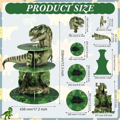 3 Tier Dinosaur Cupcake Stand Party Decorations Dinosaur Theme Cupcake Holder…
