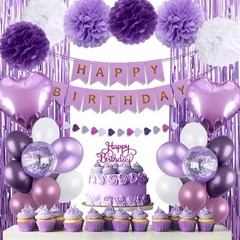 Purple Birthday Decorations for Women, Happy Birthday Party Dusty Purple