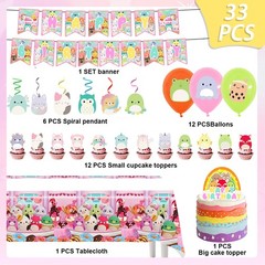 Squishmallow Party Decoration Birthday Supplies Balloon Tablecloth Cake Topper