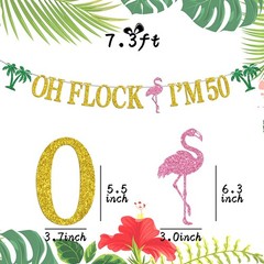 Oh Flock I’m 50 Banner, Glitter Happy 50th Birthday Anniversary Party Decorat…