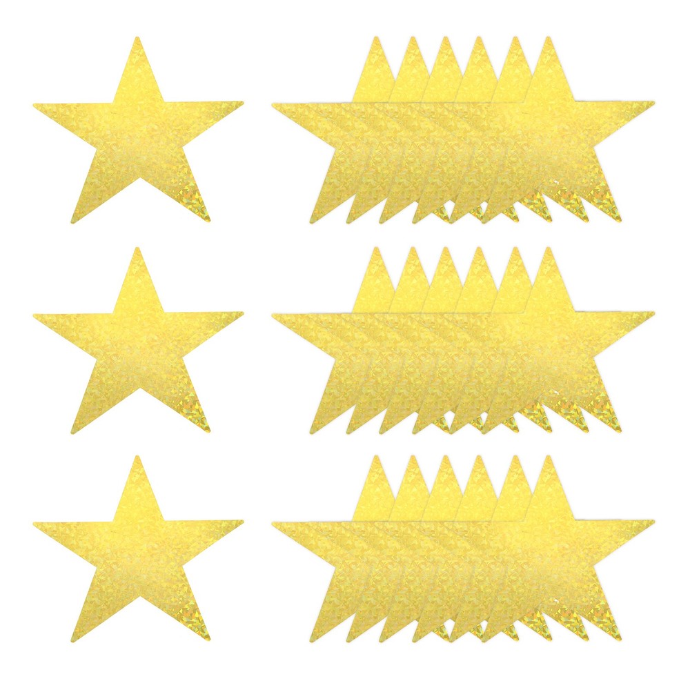 24 Pcs Laser Gold Stars Cutouts, 6 Inch Double Printed Paper Stars Cutout