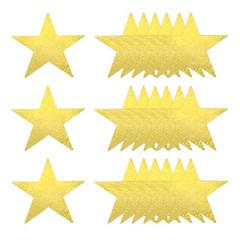 24 Pcs Laser Gold Stars Cutouts, 6 Inch Double Printed Paper Stars Cutout