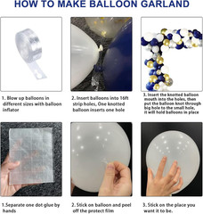 Blue Silver Balloons Garland Kit, 120 Pcs Navy Blue and Silver Confetti White Ba